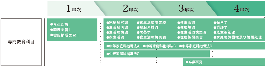 家政専攻での主な授業カリキュラム